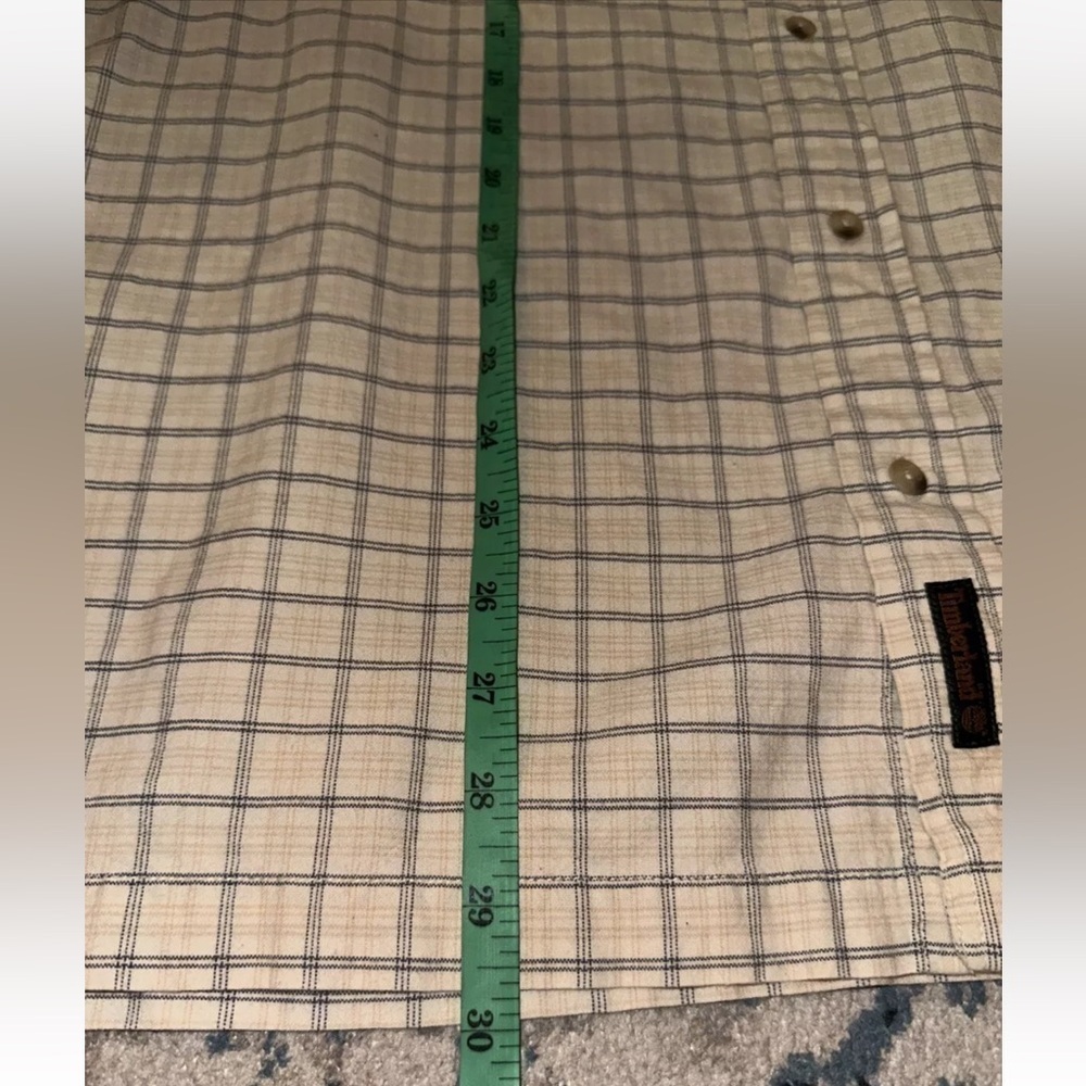 Timberland Shirt Men's Size L Yellow Plaid Button Down 100% Cotton Short Sleeve - Picture 8 of 8